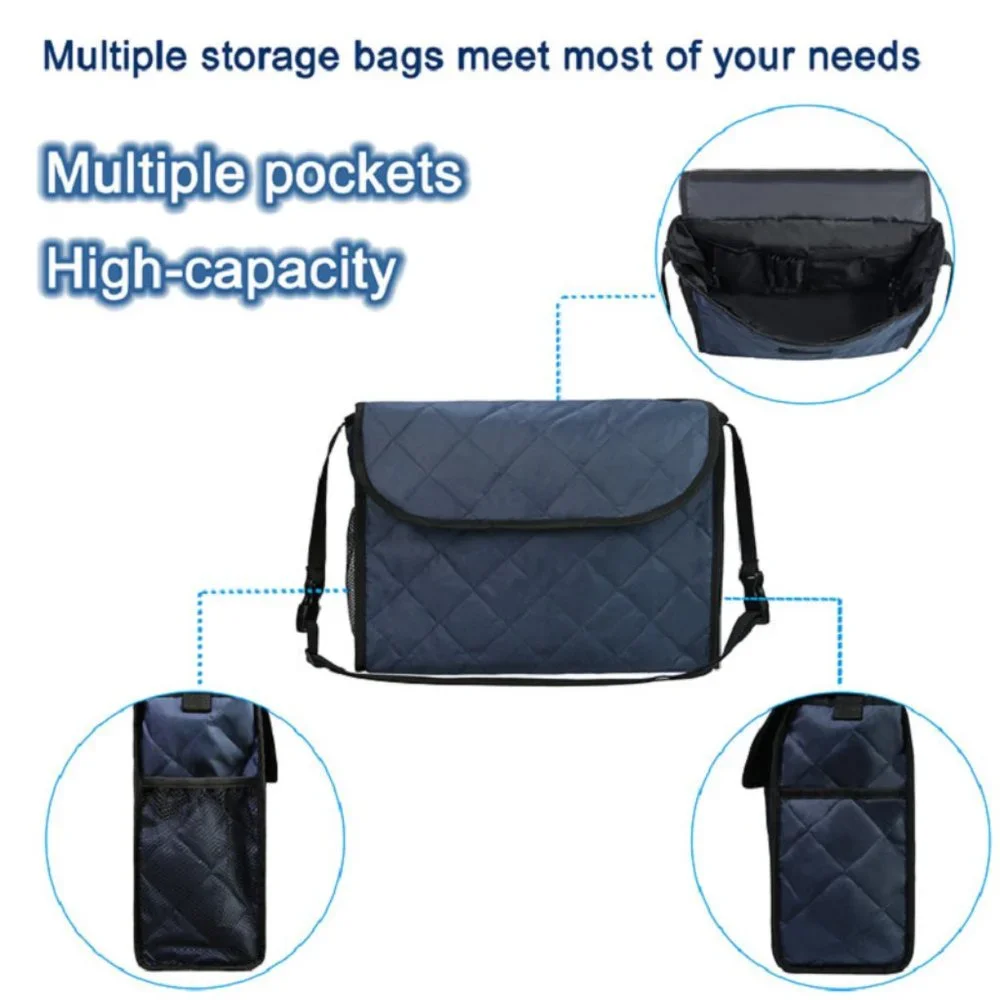 Walker Wheelchair Storage Bag Organizer Multiple Pockets Bottle Holder Quilted -